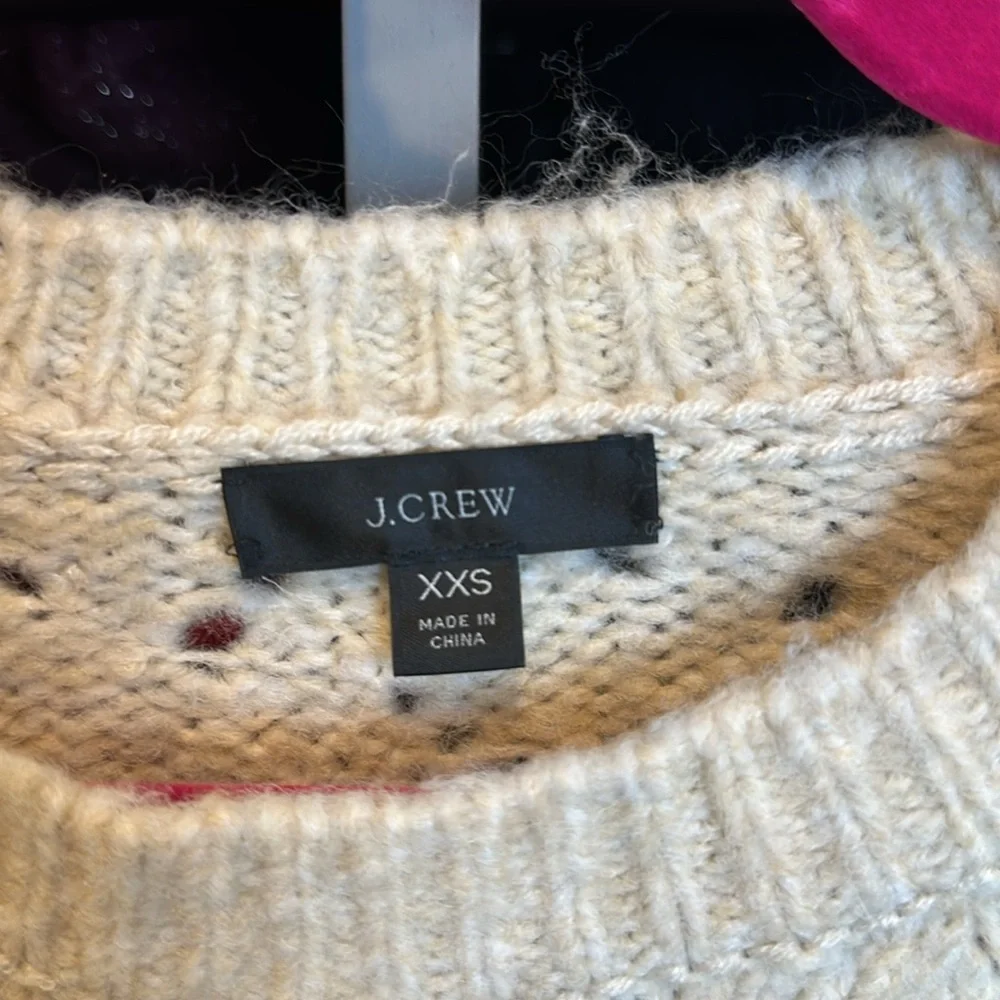 J Crew tan open knit crew neck long sleeve sweater size XXS